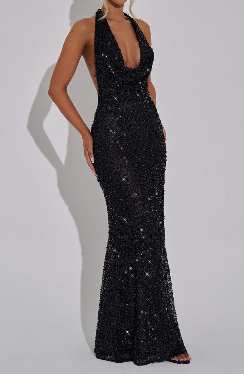 Carlota Maxi Dress - Black Lined