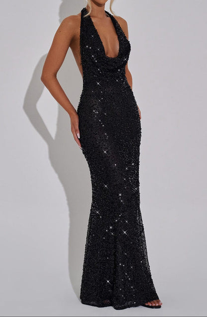 Carlota Maxi Dress - Black Lined