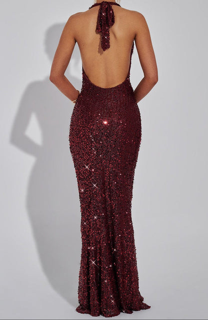 Carmen Maxi Dress - Wine Lined