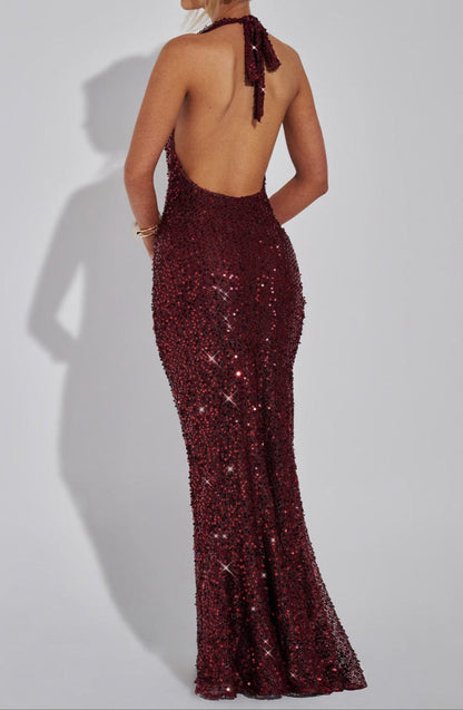 Carmen Maxi Dress - Wine Lined