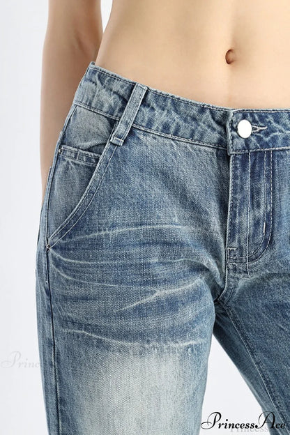Low Rise Loose Bootcut Floor-Length Jeans