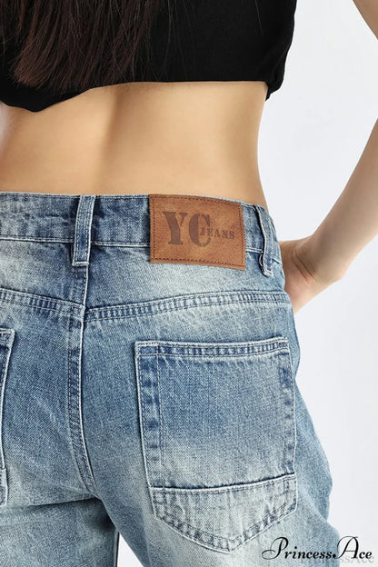 Low Rise Loose Bootcut Floor-Length Jeans