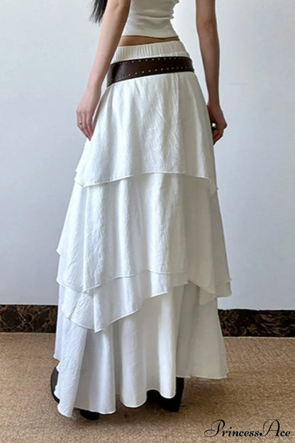 Low Waist Asymmetrical Maxi Skirt