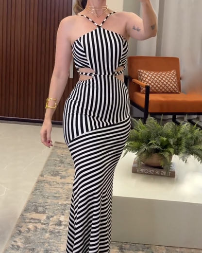 Sexy Backless Striped Dress (Pre-Sale)