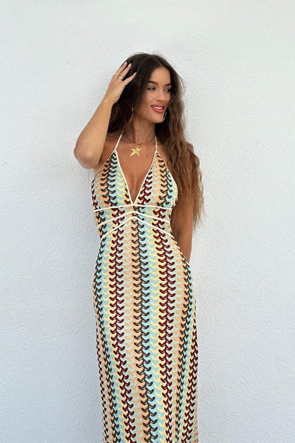 Lydia Halterneck Crochet Maxi Dress