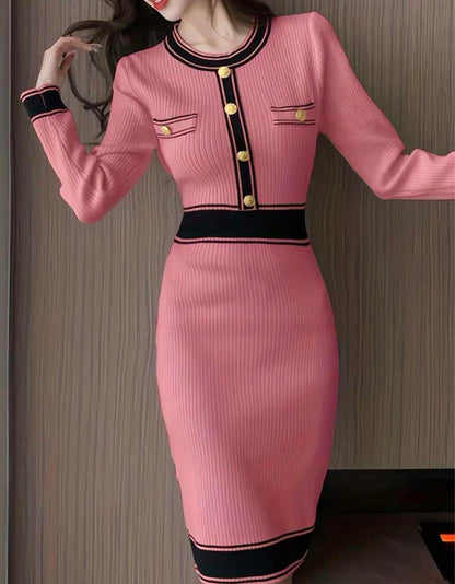 Watermelon Red – Short-Sleeve Slim Fit Fashion Dress