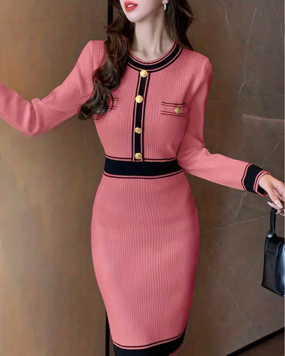 Watermelon Red – Short-Sleeve Slim Fit Fashion Dress