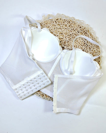 French Handmade Rose Flower Mesh Tube Top