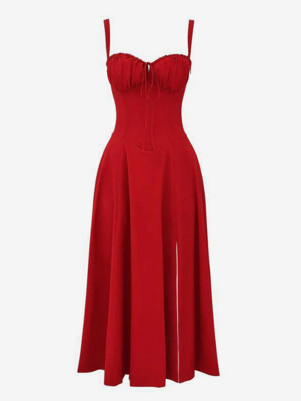 Floral Dress Midi Dress Dresses Floral Print High-slit Straps Neck Sleeveless Cottagecore Summer