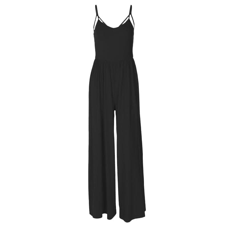 U neck ruched cross back cami jumpsuit