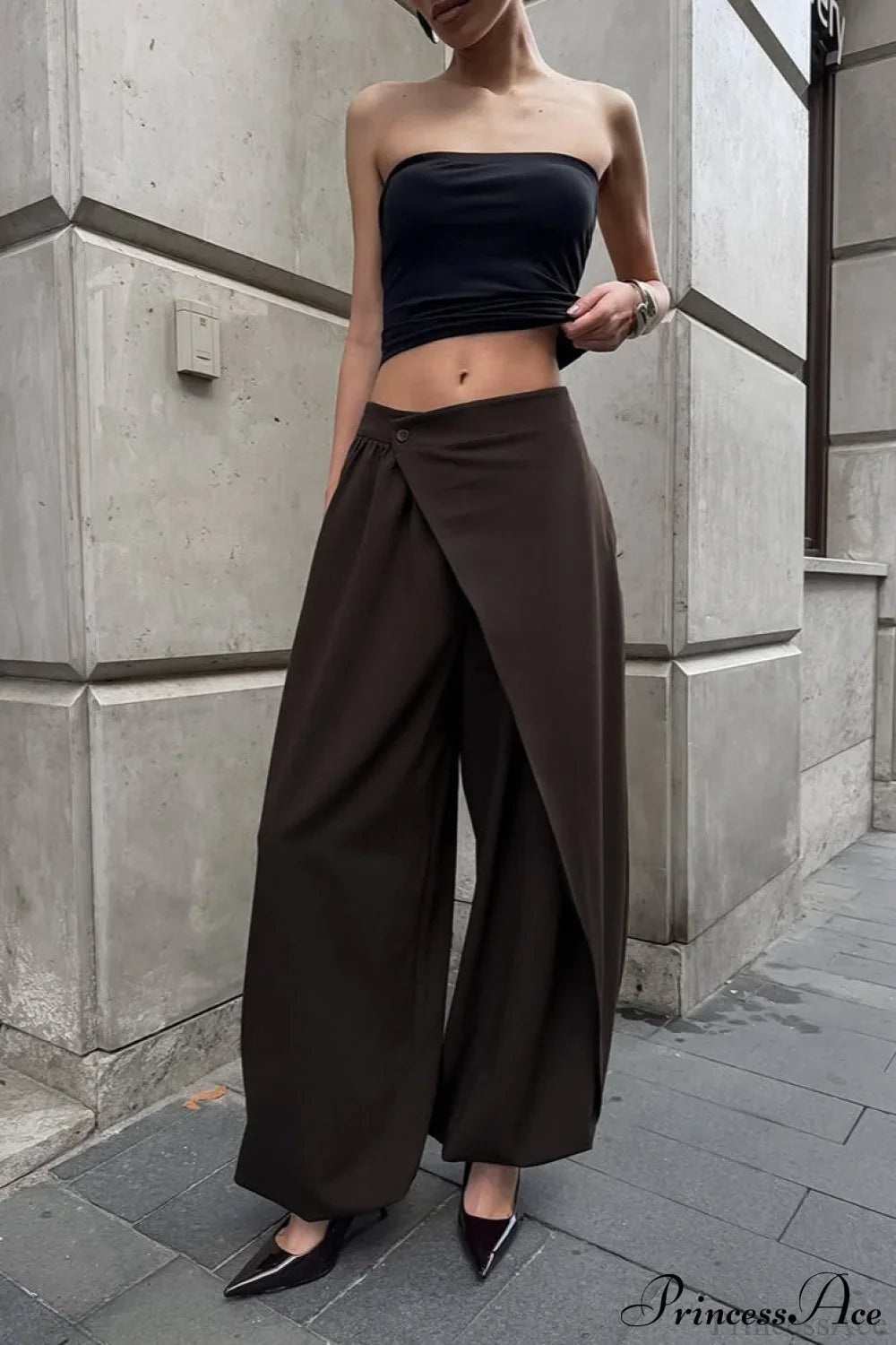 Maillard Asymmetrical High Waist Pants