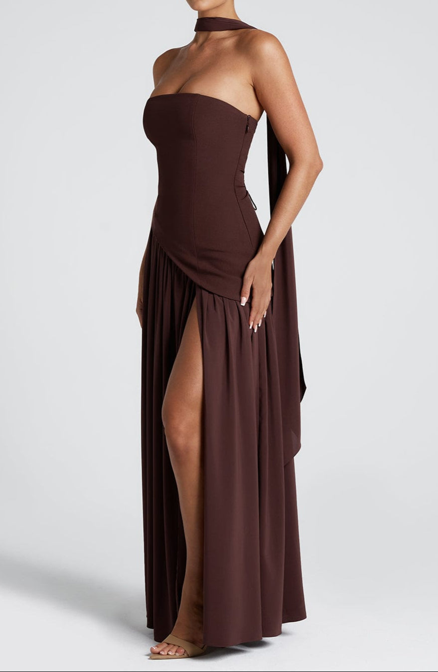 Ainara Maxi Dress - Plum Brown