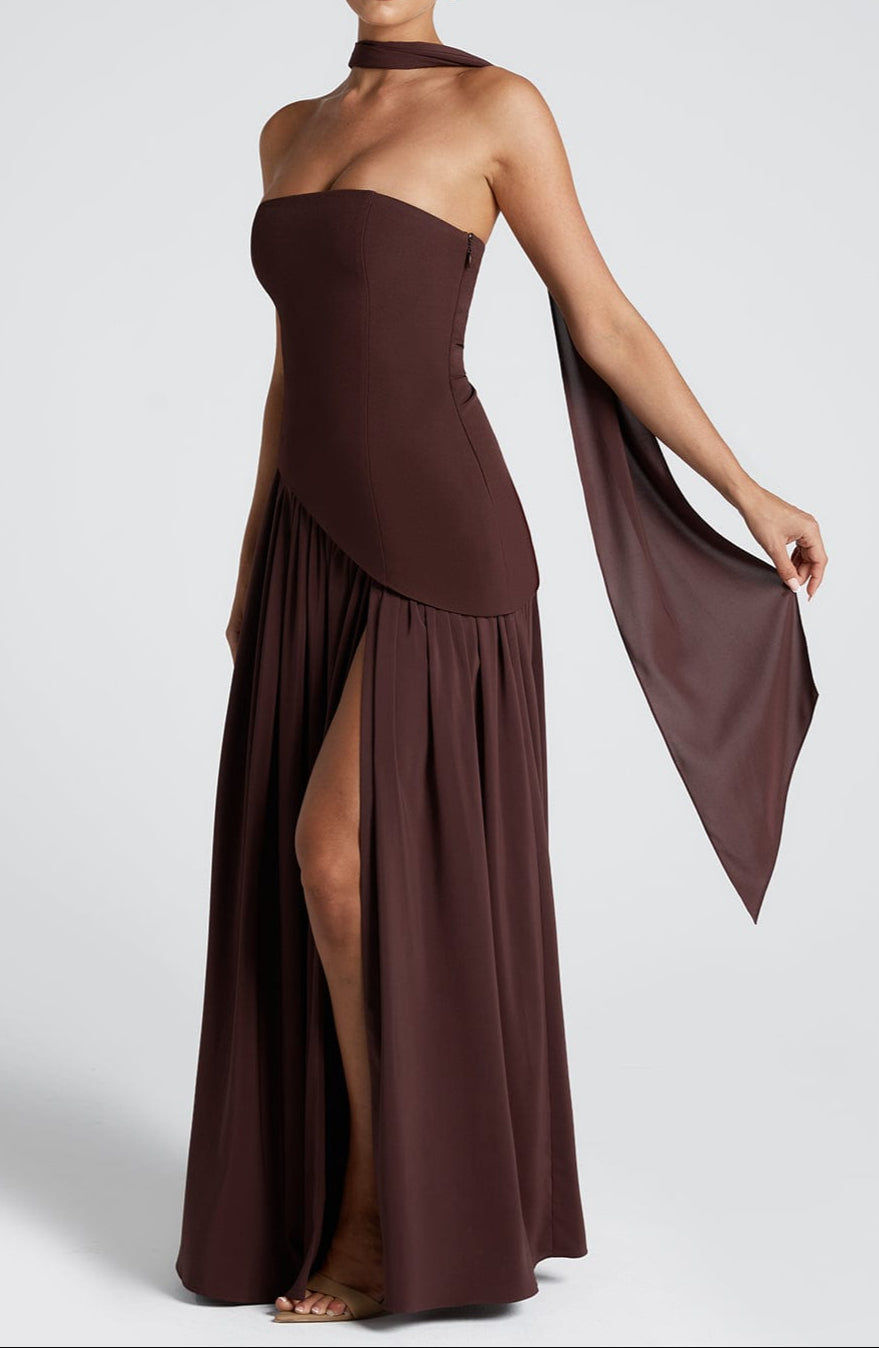 Ainara Maxi Dress - Plum Brown