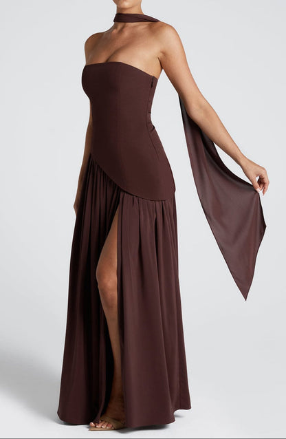 Ainara Maxi Dress - Plum Brown