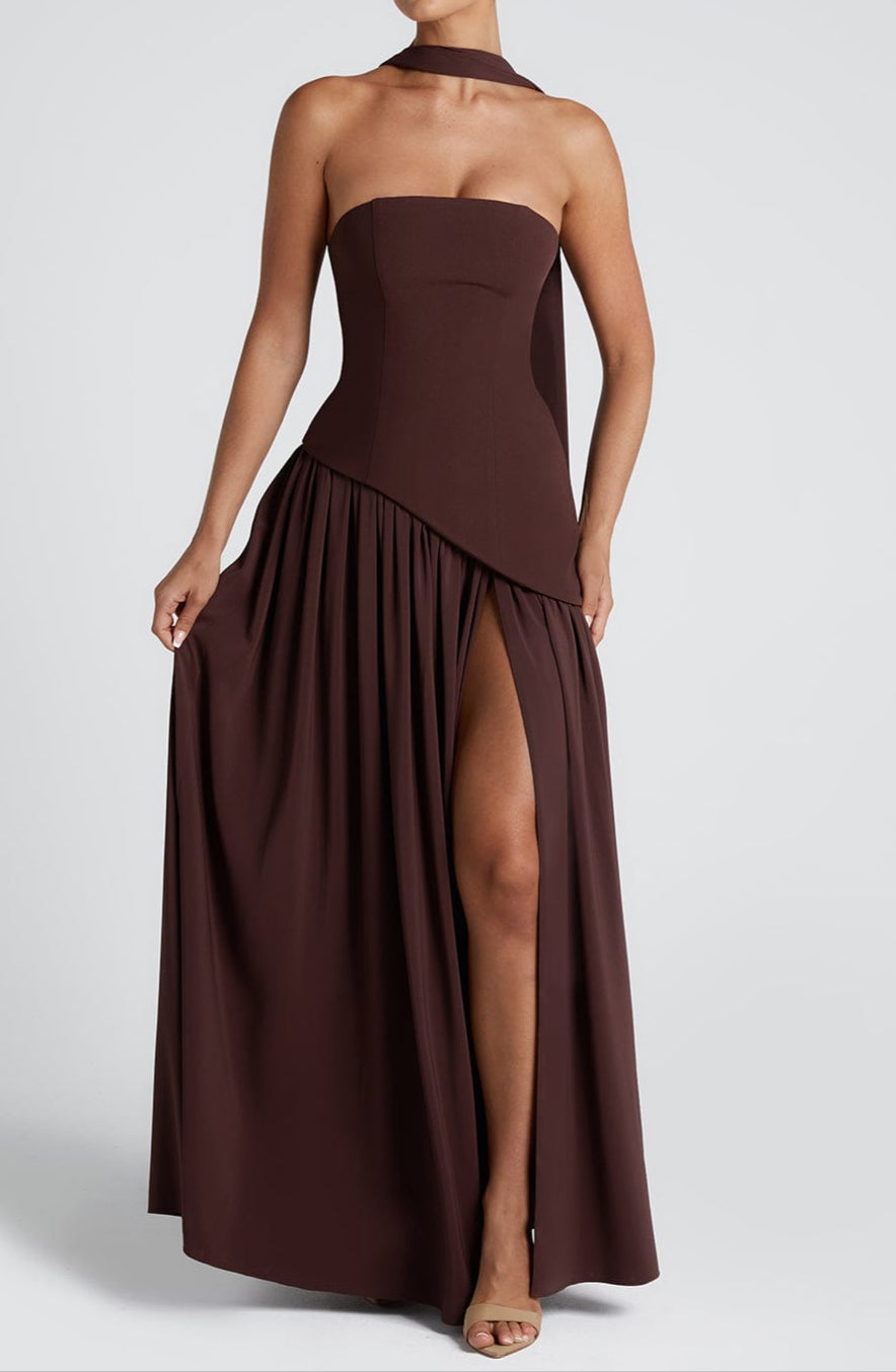 Ainara Maxi Dress - Plum Brown