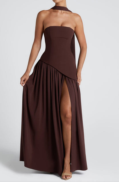 Ainara Maxi Dress - Plum Brown