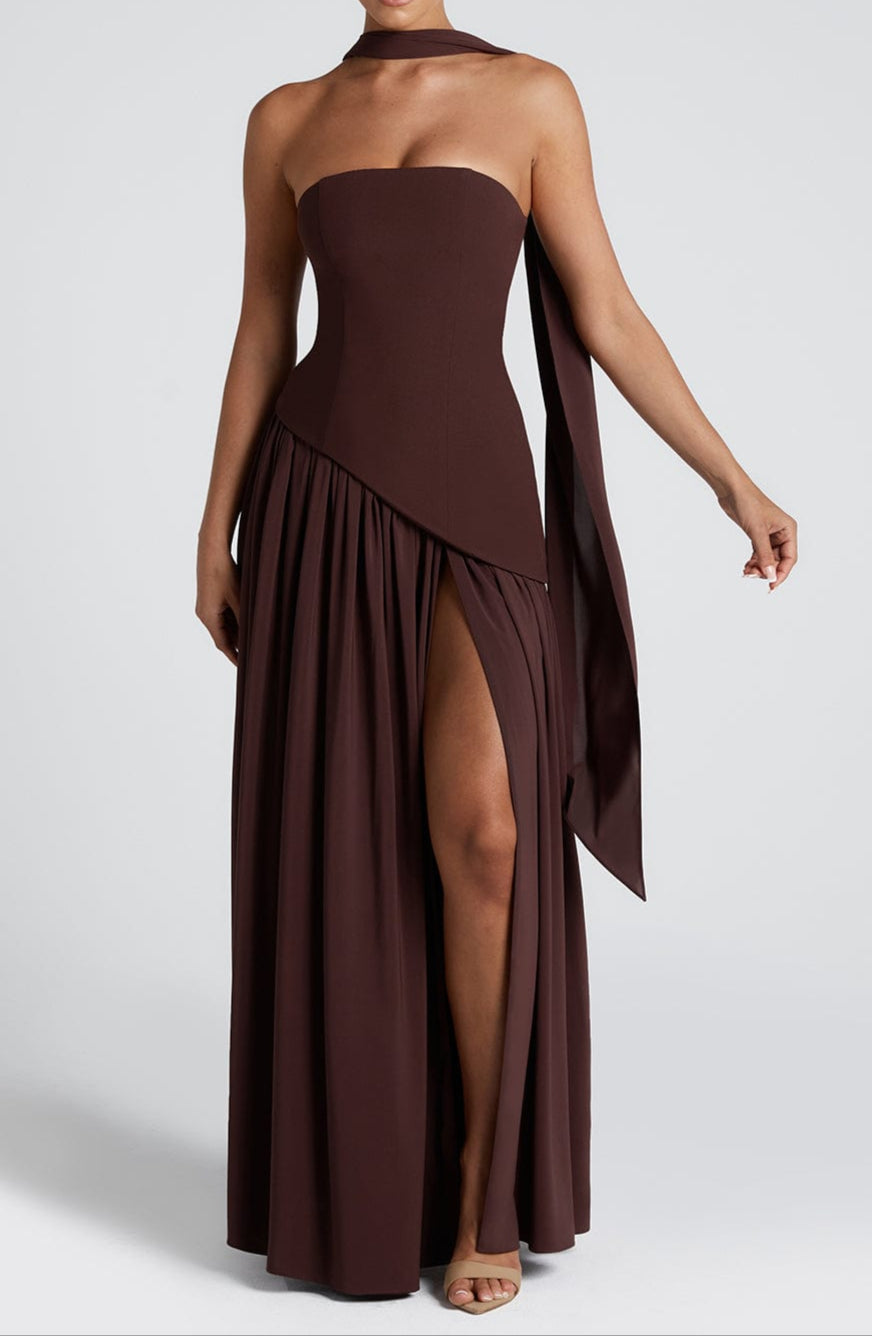 Ainara Maxi Dress - Plum Brown