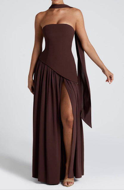 Ainara Maxi Dress - Plum Brown