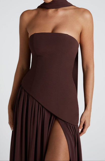 Ainara Maxi Dress - Plum Brown