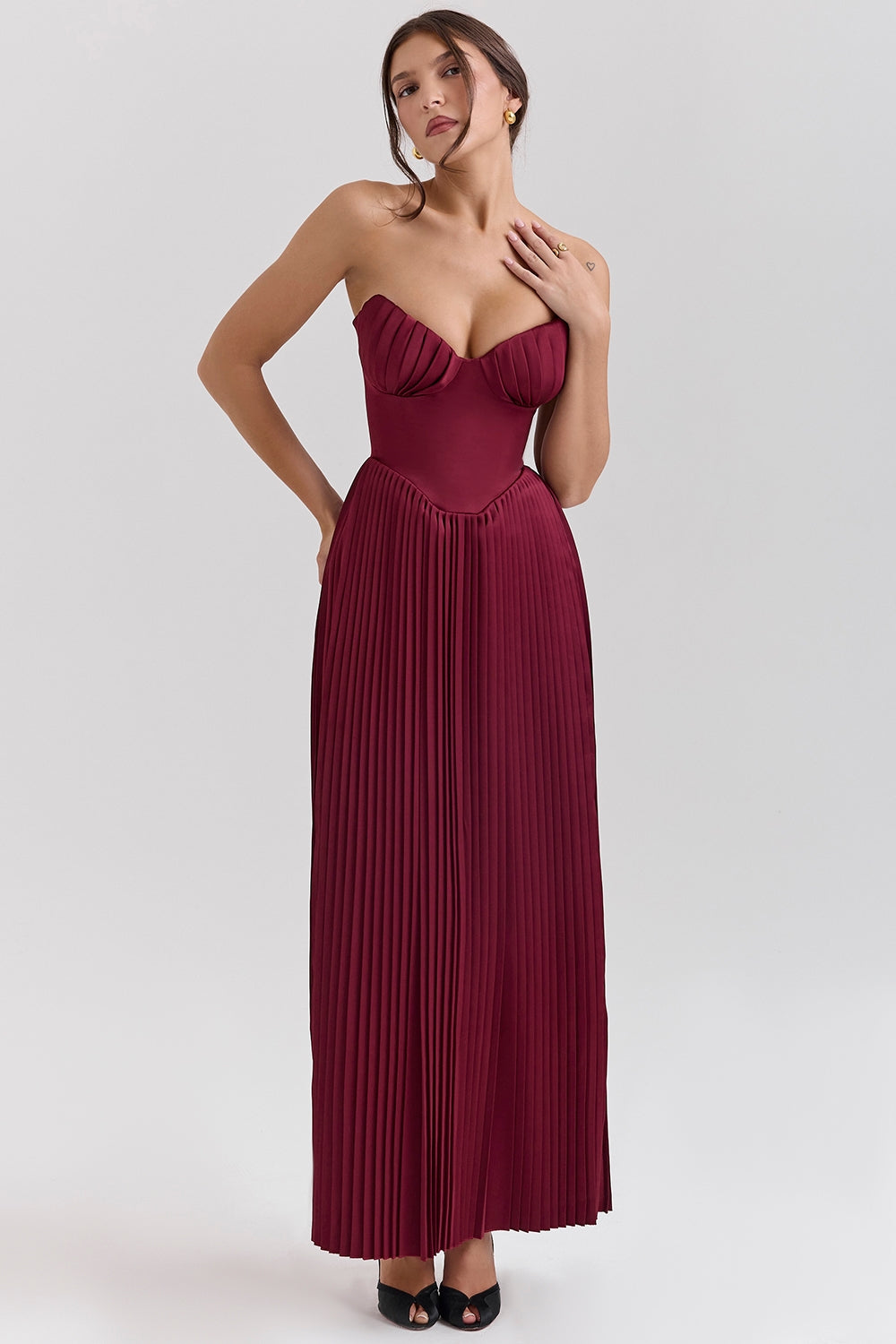 Wine Red – Sexy Strapless Slim Fit Maxi Dress