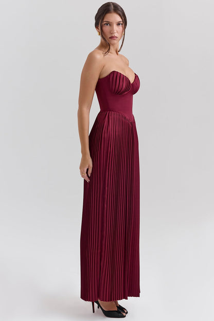 Wine Red – Sexy Strapless Slim Fit Maxi Dress