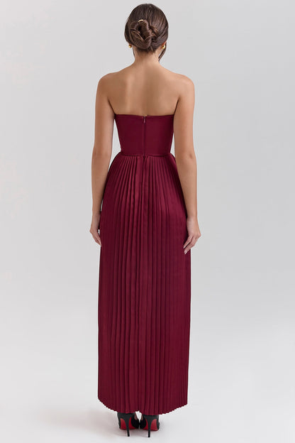 Wine Red – Sexy Strapless Slim Fit Maxi Dress