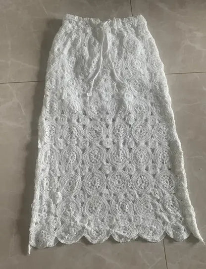 Hollow Out Lace Maxi Skirt Summer Long Women Lace Skirt