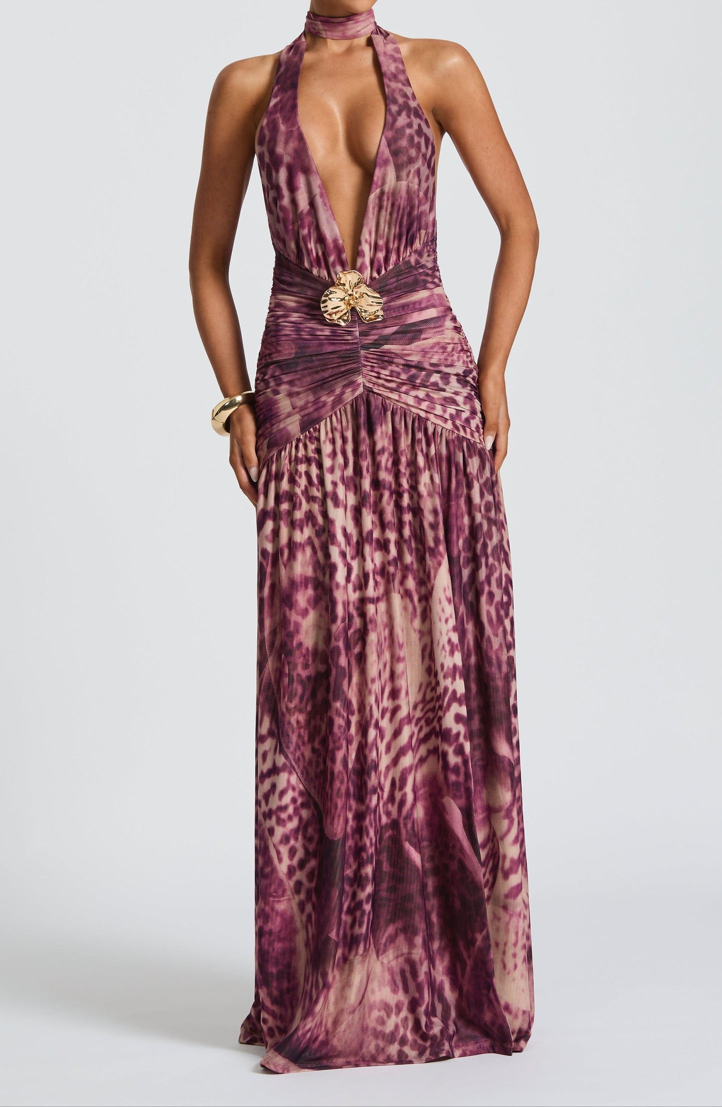Rosa Maxi Dress - Magenta Orchid Print