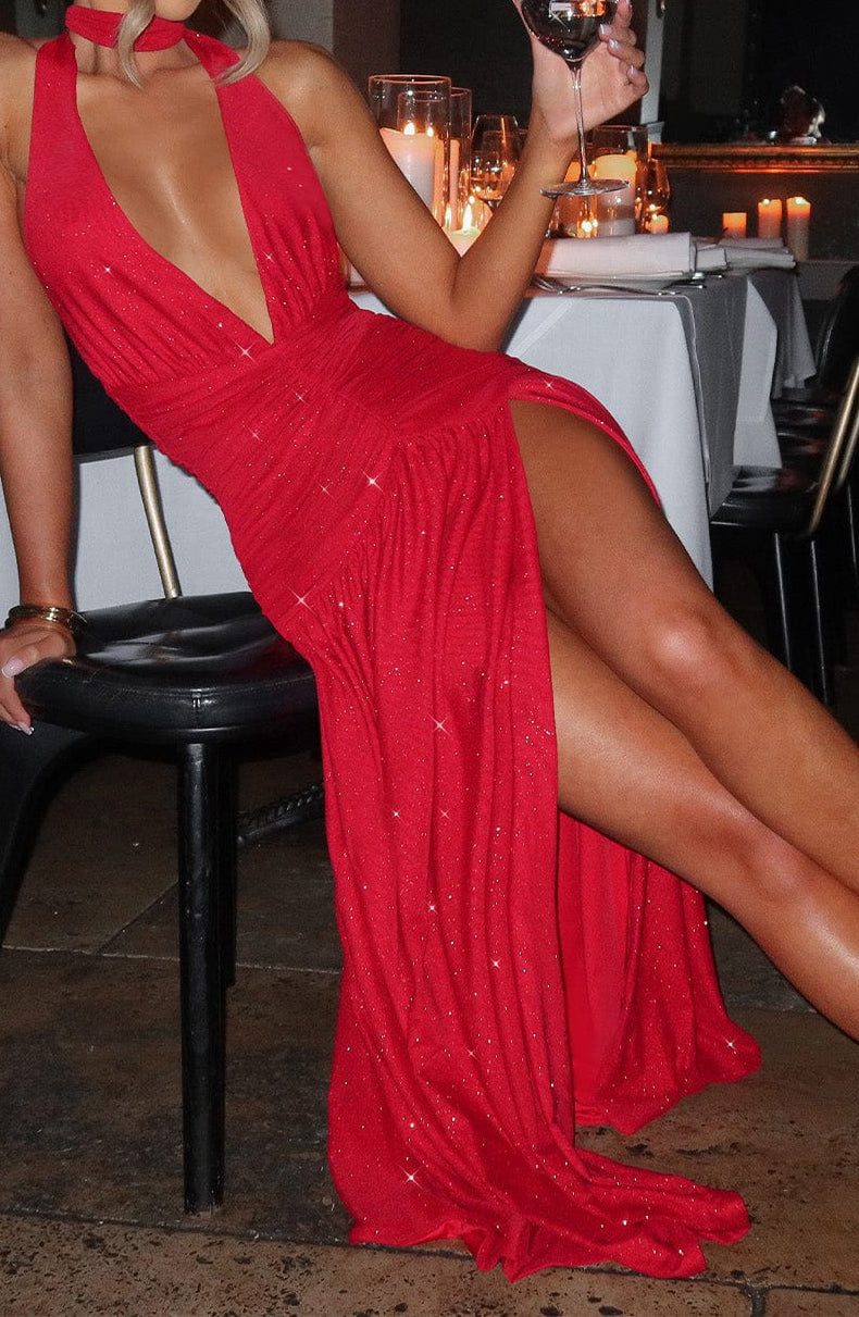 Guadalupe Maxi Dress-Red Sparkle