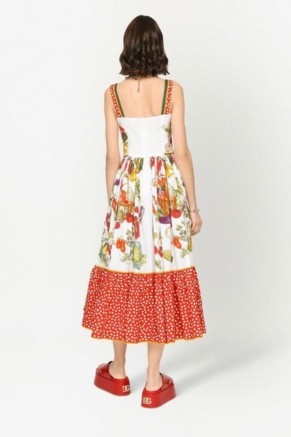 Melissa Printed Flare Strap Midi Dress