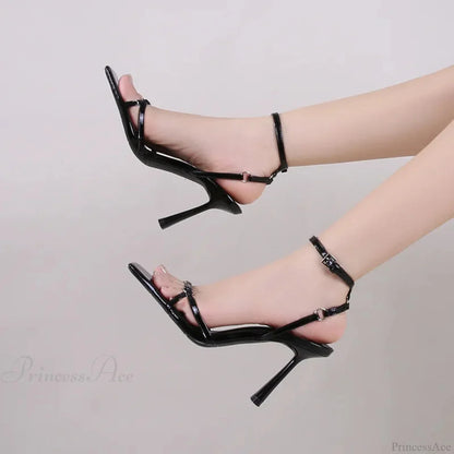 Metal Clasp Gothic Succinct Sandals Tall Heel