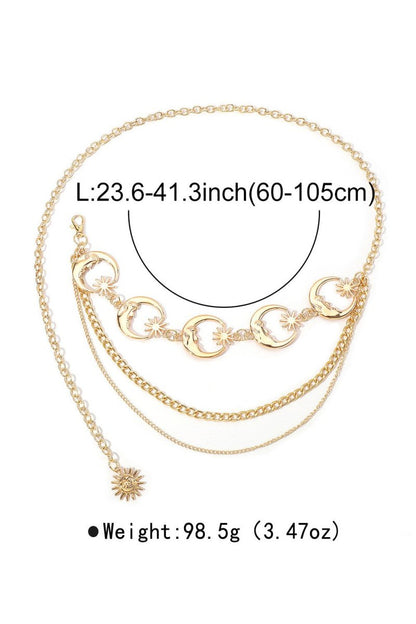 Metal Moon & Star Waist Chain Belt