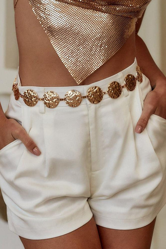 Metal Round Decor Waist Chain Belt