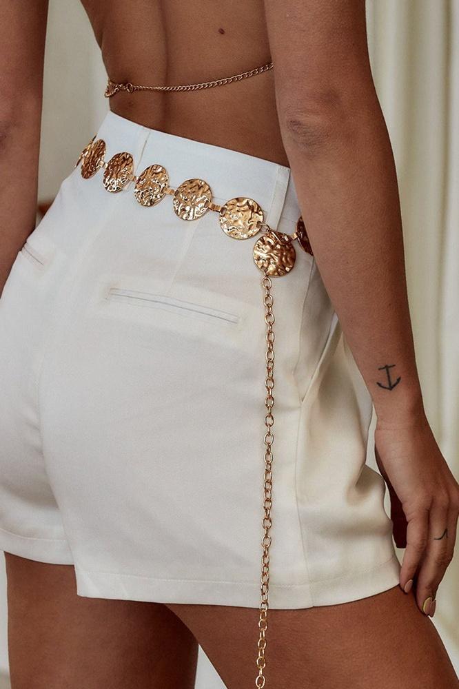 Metal Round Decor Waist Chain Belt