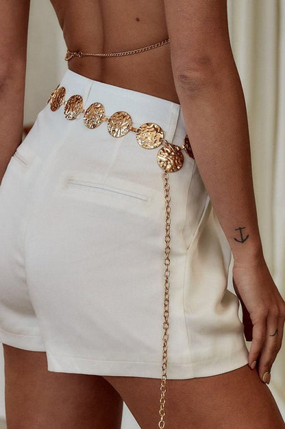 Metal Round Decor Waist Chain Belt