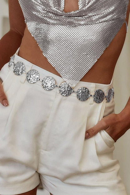 Metal Round Decor Waist Chain Belt