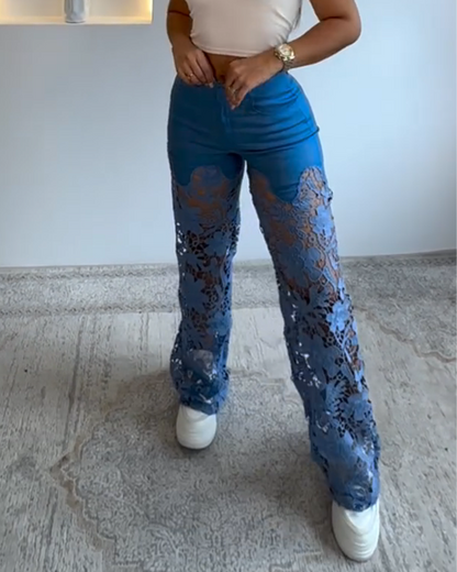 Patchwork Lace Pattern Trousers (Pre-Sale)