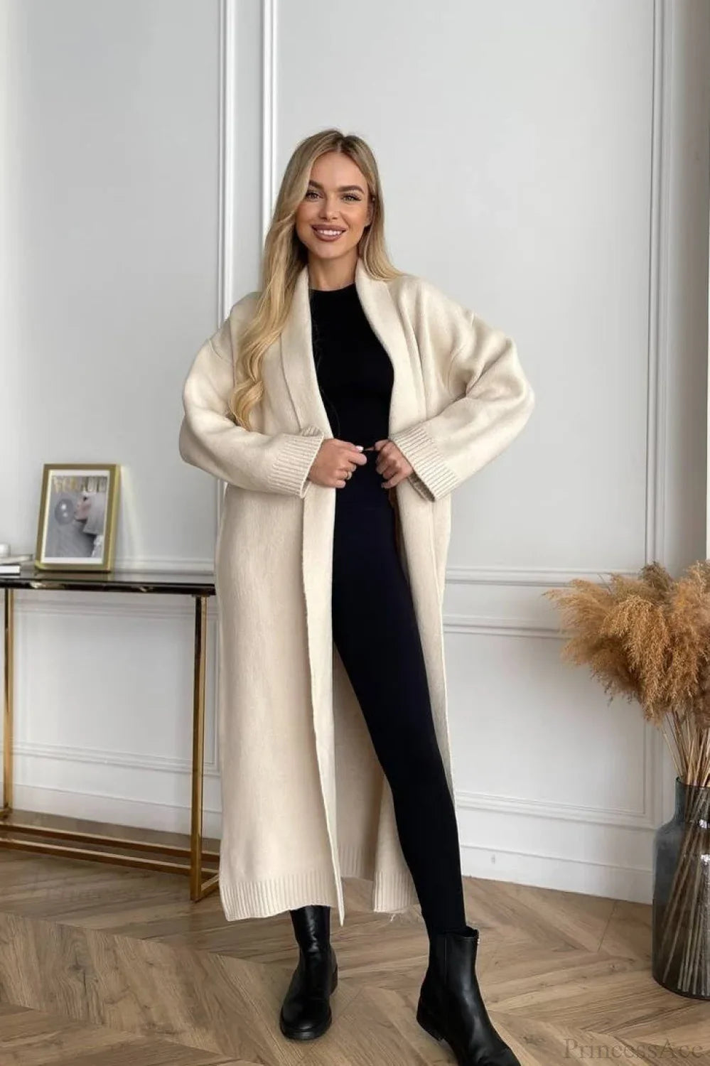 Minimalist Elegant Collarless Cardigan-Inspired Overcoat