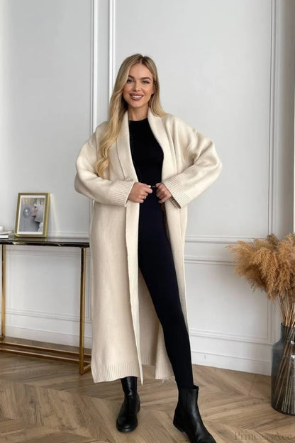 Minimalist Elegant Collarless Cardigan-Inspired Overcoat