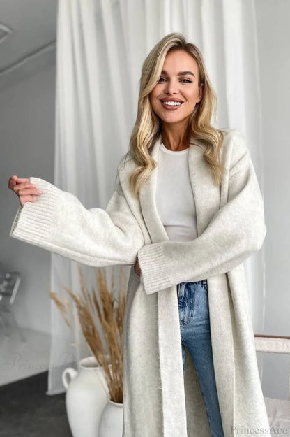 Minimalist Elegant Collarless Cardigan-Inspired Overcoat