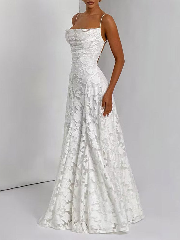 Party Dresses Jacquard Maxi Slip Dress With Backless Design For Summer Events 2026