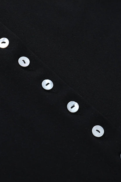 Multi-Button Fitted Solid Long Sleeve Tee
