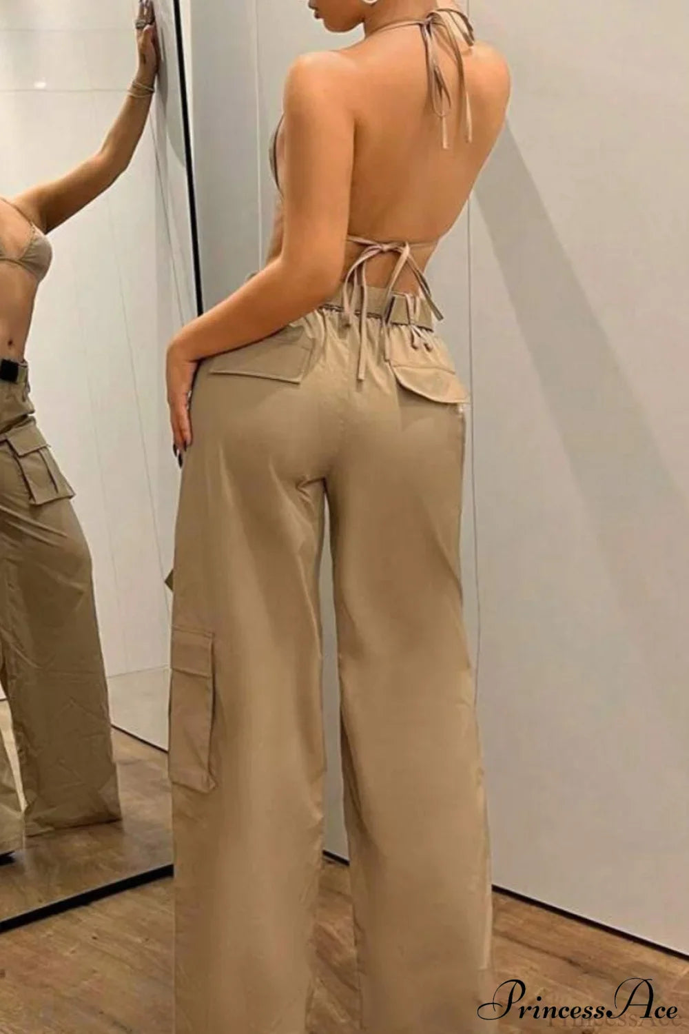 Multi-Pocket Mid-Rise Straight-Leg Cargo Pants