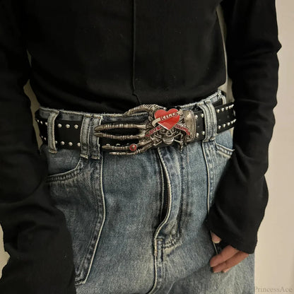 Neutral Gothic Skull Rivet Belt
