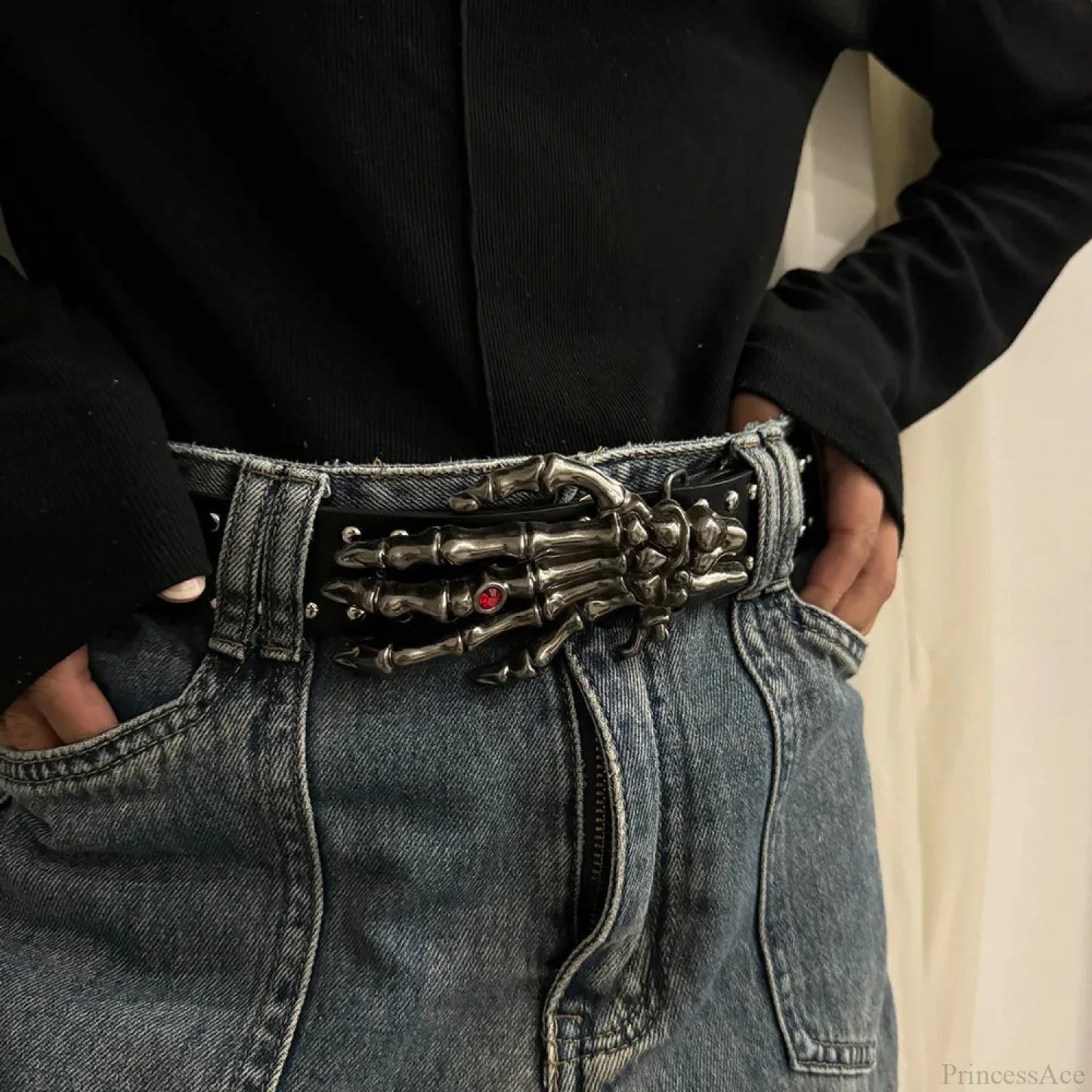 Neutral Gothic Skull Rivet Belt