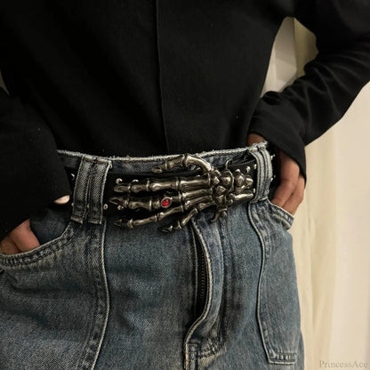 Neutral Gothic Skull Rivet Belt