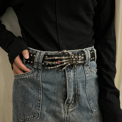 Neutral Gothic Skull Rivet Belt