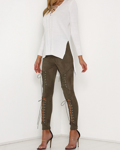 Suede Trousers With Laces