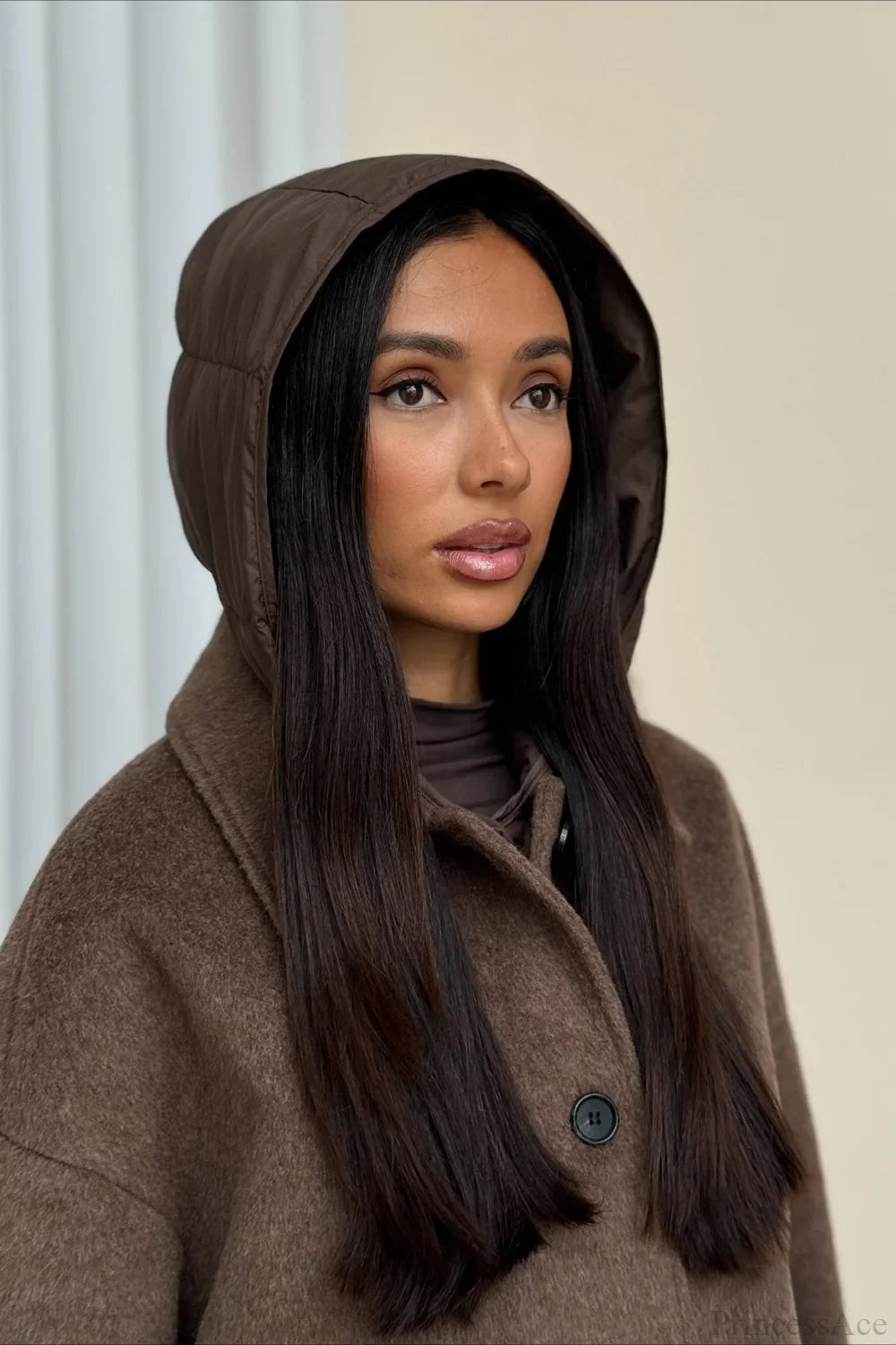 Notch Lapel Relaxed Fit Wool Blend Coat