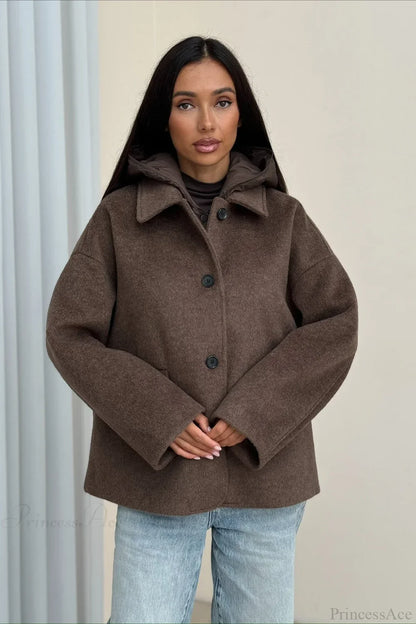 Notch Lapel Relaxed Fit Wool Blend Coat